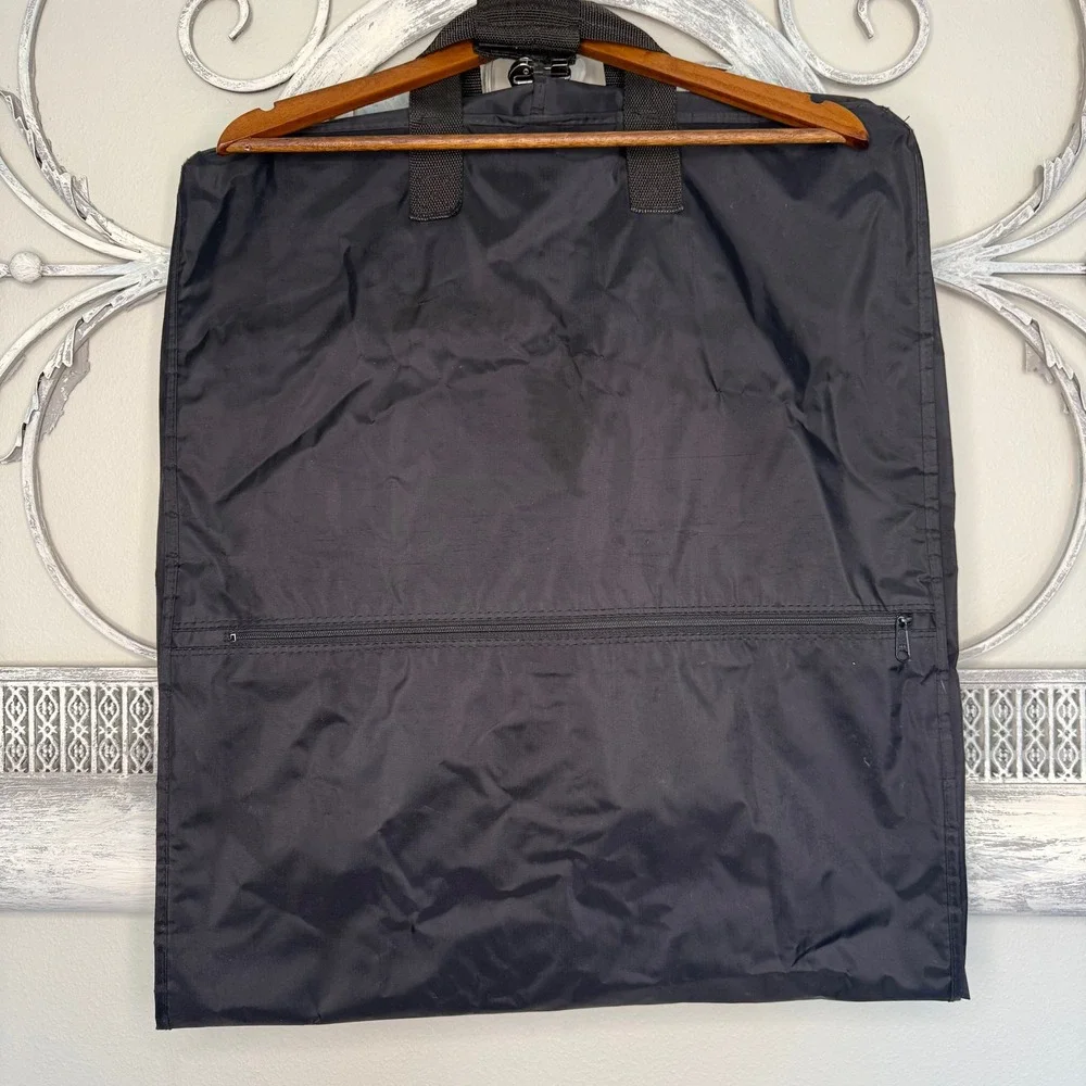 WallyBag Vintage 1990s Garment Bag Black Nylon Folding Suit Travel Carrier Bag